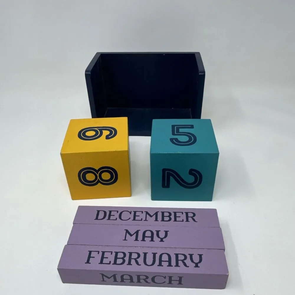 Renewing Minds Colorful Wooden Perpetual Desktop Calendar 7x4.25.